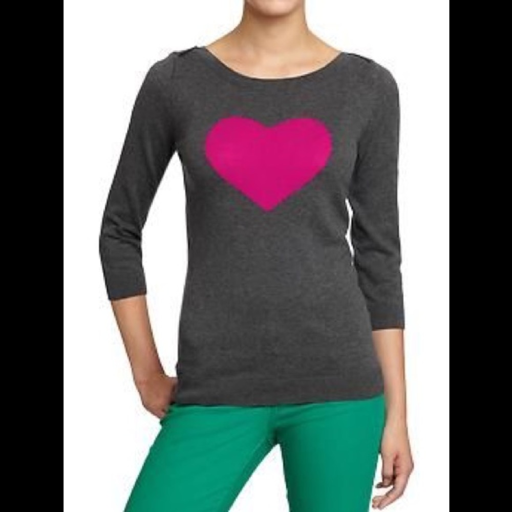 Old Navy boatneck sweater with heart